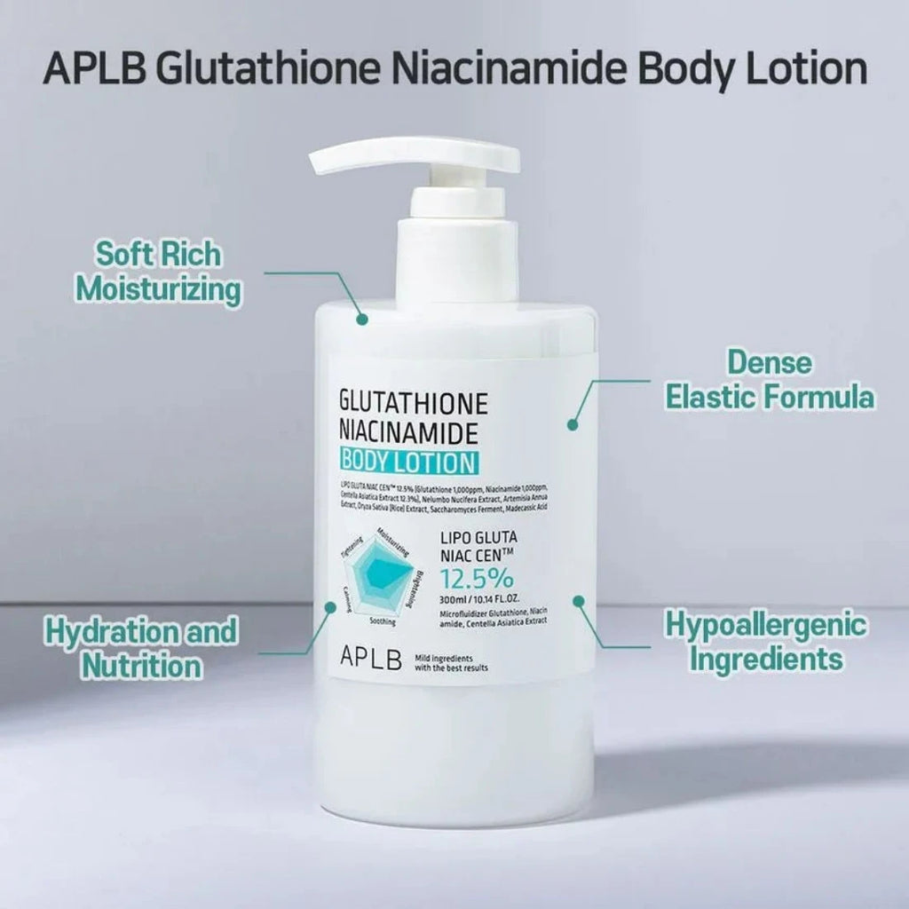 glutathione niacinamide para que sirve APLB Glutatin Niacinamida Locin Corporal El secreto coreano para una